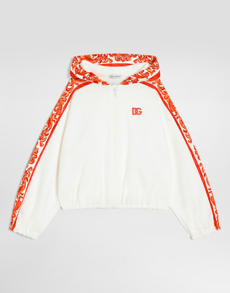  Dolce & Gabbana Sudadera Con Capucha Con Estampado De Mayólica - Mujer Camisetas Y Sudaderas Blanco 5 Years 