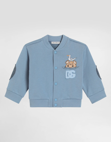  Dolce & Gabbana Sweatshirt With Leopard Print And Dg Patch - Hombre Partes De Arriba Blue 6/9 Months 