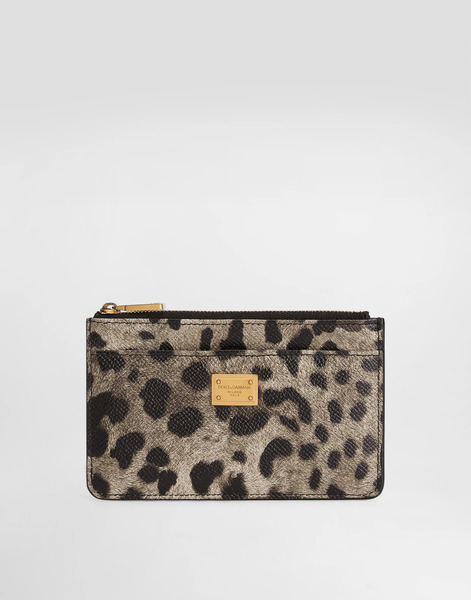  Dolce & Gabbana Tarjetero En Piel De Becerro Dauphine Con Estampado De Leopardo - Mujer Monederos Y Marroquinería Estampado Animal Onesize 