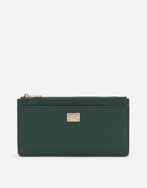  Dolce & Gabbana Tarjetero Grande En Piel De Becerro Dauphine - Mujer Monederos Y Marroquinería Verde Piel Onesize 
