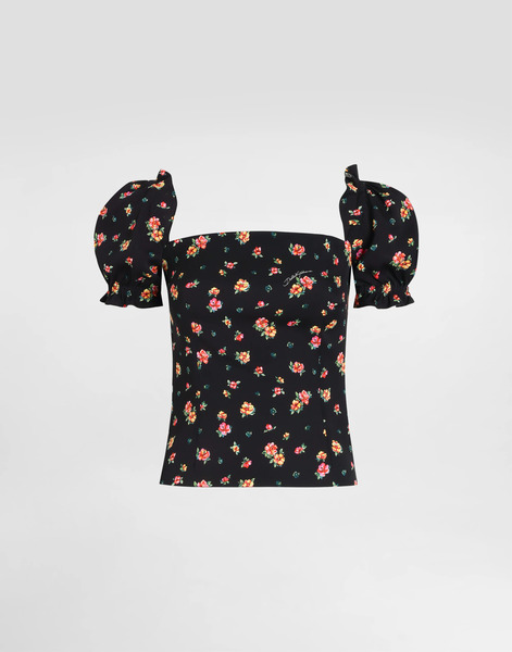  Dolce & Gabbana Top De Charmeuse Con Estampado De Pequeñas Flores - Mujer Camisas Y Tops Multicolor 48 