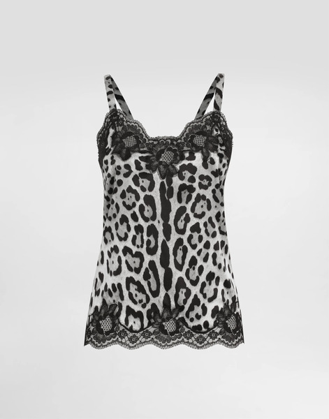  Dolce & Gabbana Top Lencero En Raso De Seda Elástica Con Estampado De Leopardo - Mujer Lingerie Imprima Raso 4 