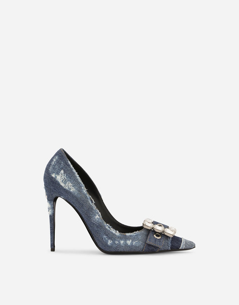  Dolce & Gabbana Zapato De Salón En Patchwork De Denim Con Hebilla De Strass - Mujer Zapatos De Salón Y Destalonados Azul Denim 36 