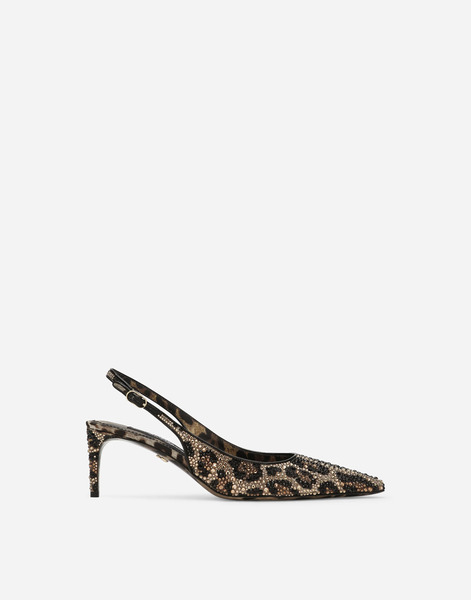  Dolce & Gabbana Zapato Destalonado De Raso Y Strass Termoadhesivos - Mujer Zapatos De Salón Y Destalonados Estampado Animal Raso 37.5 