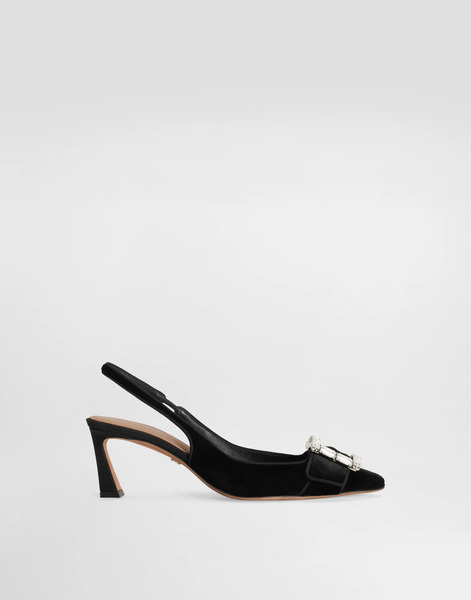  Dolce & Gabbana Zapato Destalonado De Terciopelo Con Hebilla Joya - Mujer Zapatos De Salón Y Destalonados Negro 37 