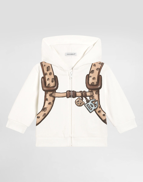  Dolce & Gabbana Zipped Hoodie With Print Backpack And Dg Patch - Hombre Partes De Arriba Blanco 6/9 Months 