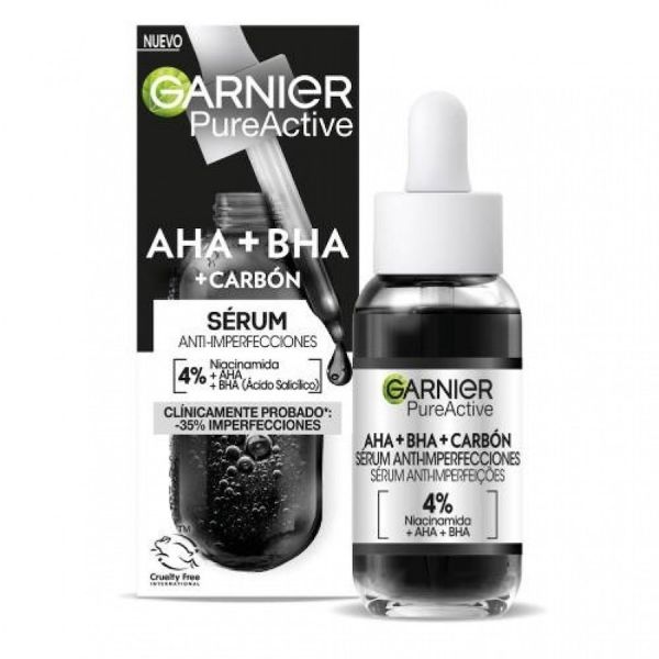  Garnier   Skin Active Pure Active Aha Bha Carbón Anti Imperfecciones Sérums Hidratantes 30 Ml Unisex 