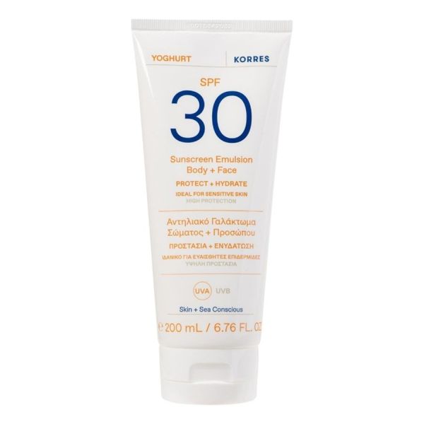  Korres   Emulsión Protectora Solar De Yogur Para Cuerpo Y Rostro Spf30 Protección Solar 200 Ml Female 