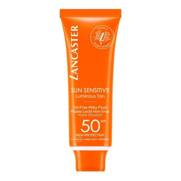  Lancaster   Sun Care Sun Sensitive Luminous Tan Oil Free Milky Fluid Spf 50 Protección Solar 50 Ml Unisex 