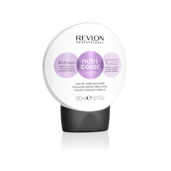  Revlon Professional   Nutri Color Filtros Crema 3 En 1, No. 1022 Platino Tintes Temporales 240 Ml Negro Unisex 