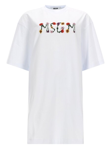  Msgm Abito T-shirt Con Logo 