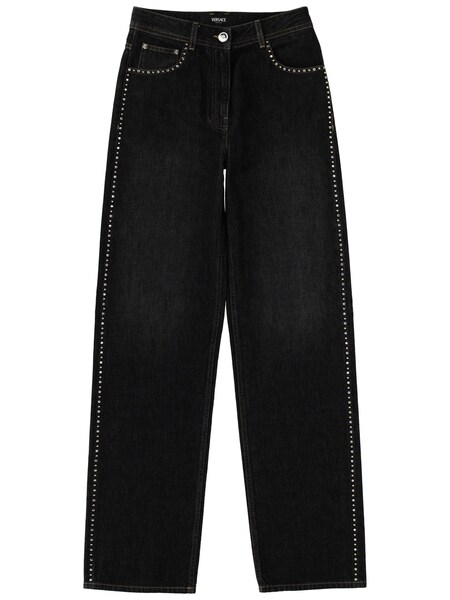  Versace Jeans With Studs And Crystals Decoration 