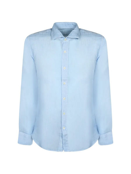  120% Lino Camisa Con Botones - Azul 