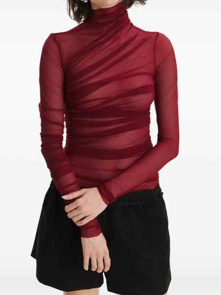  2310 Studio Top Drapeado Con Cuello Vuelto - Rojo 