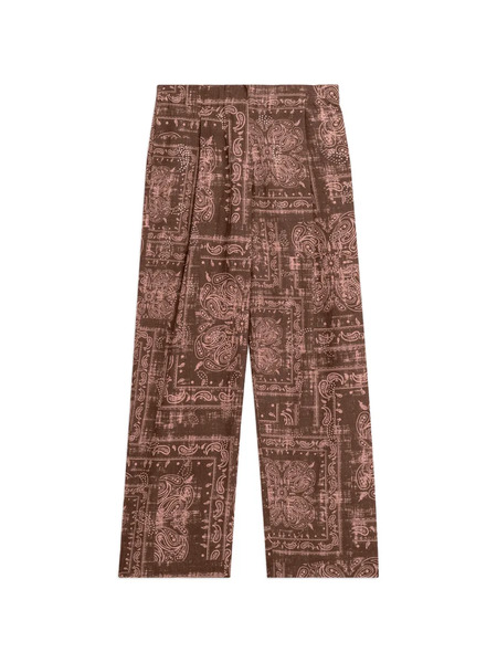 A Paper Kid Pantalones Con Motivo De Popelina - Marrón 