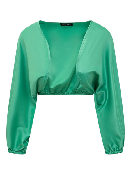  Actualee Camisa De Satén - Verde 