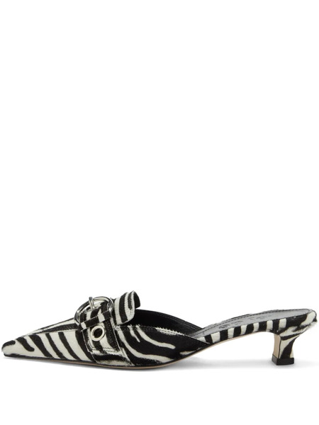  Aeyde Mules Con Estampado De Cebra - Negro 