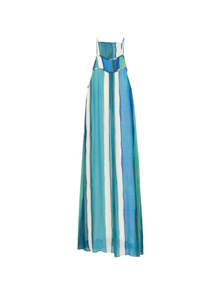  água De Coco Vestido Largo A Rayas - Azul 