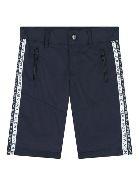  Aigner Kids Bermudas Con Franja Del Logo - Azul 