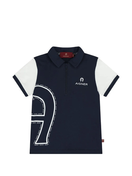  Aigner Kids Polo De Dos Tonos - Azul 