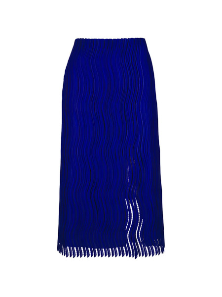  Akris Falda Midi Con Flecos - Azul 