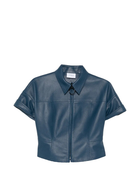  Akris Punto Camisa De Piel - Azul 