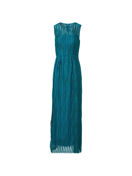  Akris Vestido Largo Wave Guipure - Azul 