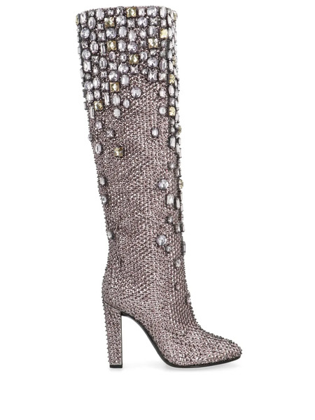 Alberta Ferretti Botas Con Apliques De Strass - Plateado 