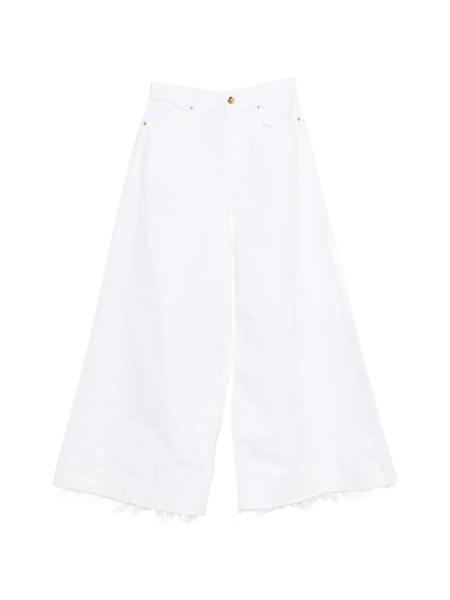  Alberta Ferretti Vaqueros Con Bordado Floral - Blanco 