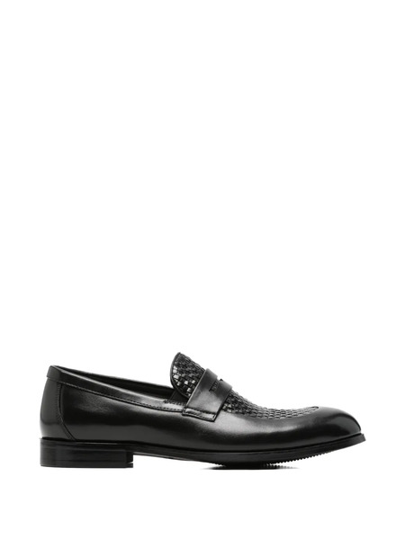  Alberto Gozzi Mocasines Penny Con Panel Tejido - Negro 