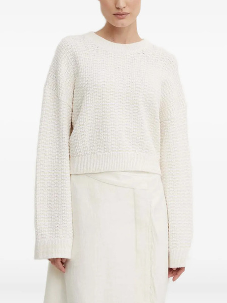  A.l.c. Jersey Texturizado Con Cuello Redondo - Blanco 