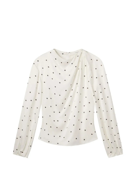  A.l.c. Top Blaire Drapeado Con Lunares - Blanco 