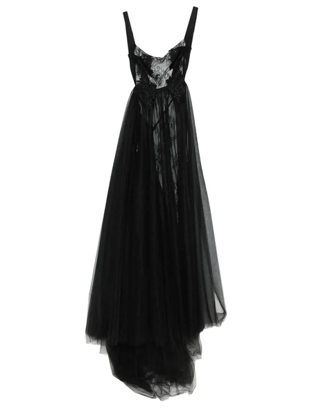  Alchemy Vestido Largo Con Encaje Floral - Negro 