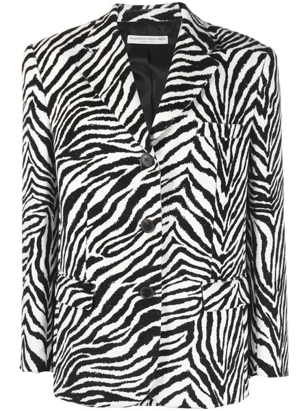  Alessandra Rich Blazer Con Estampado De Cebra - Negro 