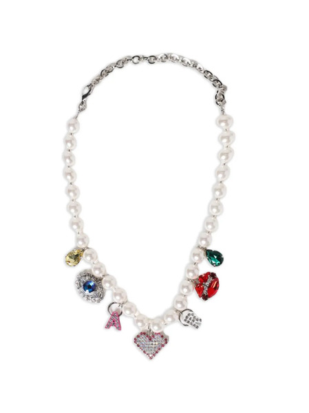  Alessandra Rich Collar Con Charm De Perla Artificial - Blanco 