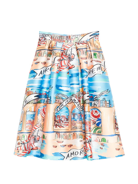  Alessandro Enriquez Falda Midi Estampada - Azul 