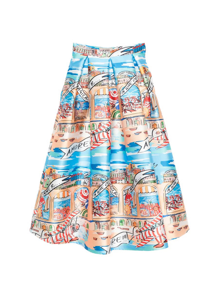  Alessandro Enriquez Falda Midi Plisada - Azul 