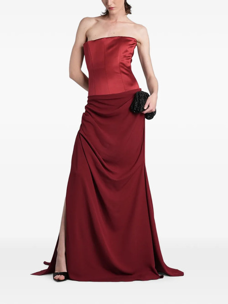  Alex Perry Strapless Draped Maxi Dress - Rojo 