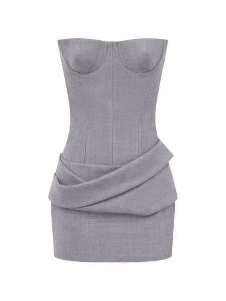  Alex Perry Vestido Corto Drapeado - Gris 