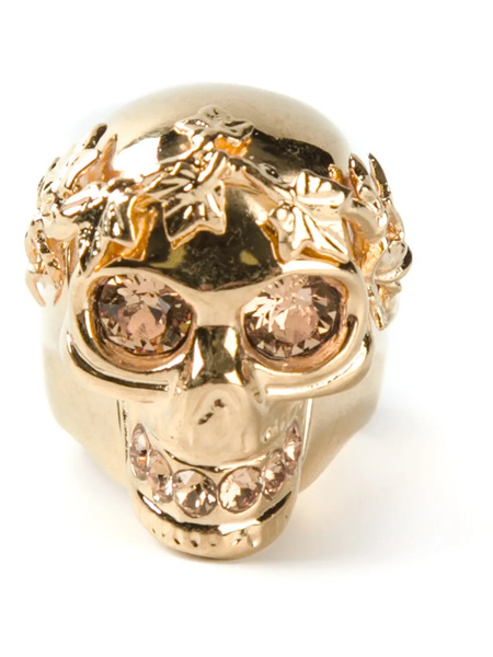  Alexander Mcqueen Anillo De Cóctel Con Calavera Y Hiedra - Metalizado 