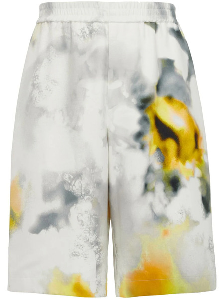  Alexander Mcqueen Bermudas Obscured Flower - Blanco 
