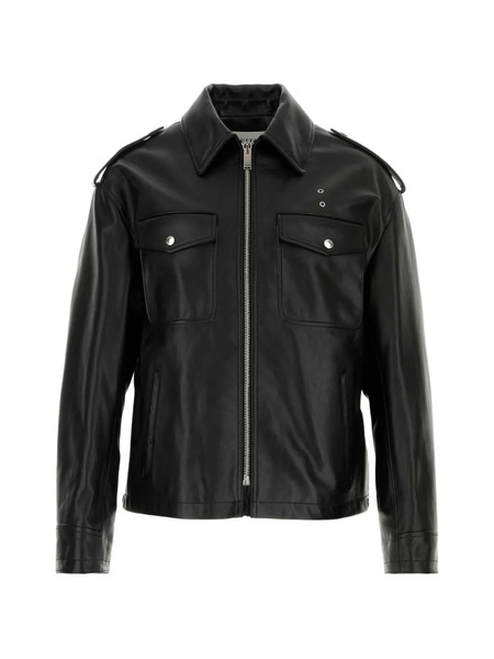  Alexander Mcqueen Chaqueta De Piel Con Detalle De Ojales - Negro 