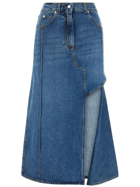 Alexander Mcqueen Falda Midi Vaquera Slashed - Azul 