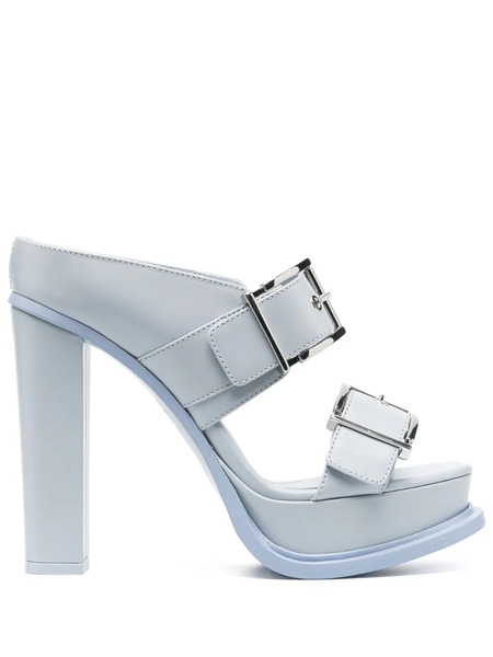  Alexander Mcqueen Mules Con Plataforma De 120mm - Azul 