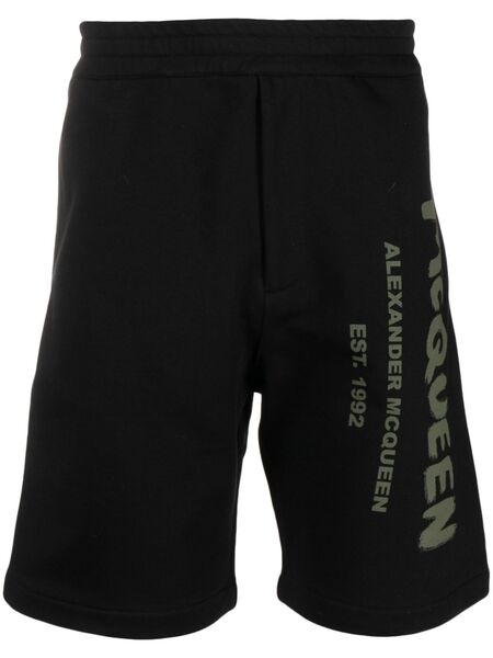  Alexander Mcqueen Pantalones Cortos Con Logo - Negro 