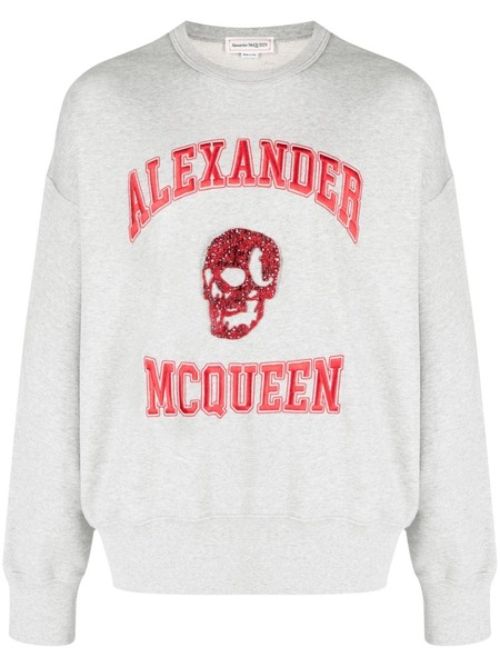  Alexander Mcqueen Sudadera Con Capucha Y Logo Bordado - Gris 