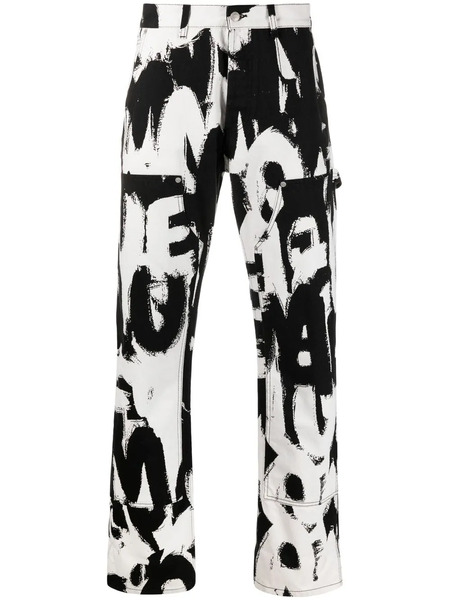  Alexander Mcqueen Vaqueros Rectos Con Estampado Graffiti - Blanco 