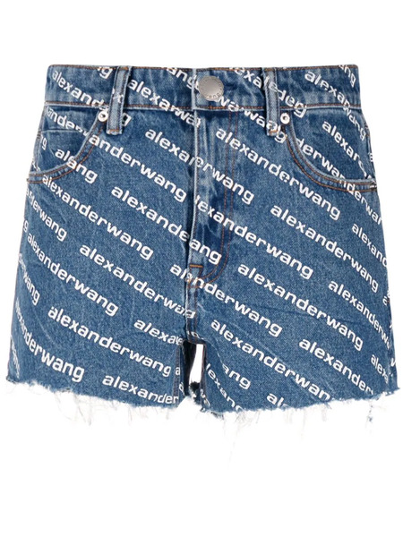  Alexander Wang Pantalones Vaqueros Cortos Con Logo - Azul 