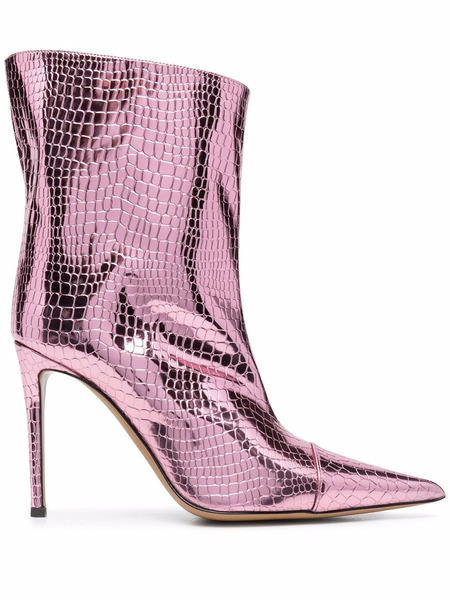  Alexandre Vauthier Botines Con Efecto De Piel De Cocodrilo - Rosa 