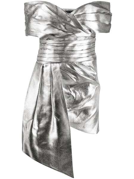  Alexandre Vauthier Vestido Midi Drapeado - Plateado 